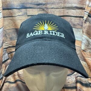 SAGE RIDER Hat Cap Black Adjustable Strapback Golf Sun Logo